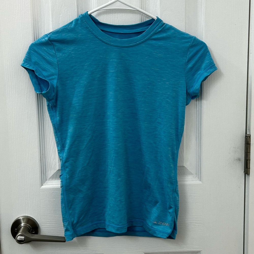 Girls Blue Short Sleeve Athletic Shirt